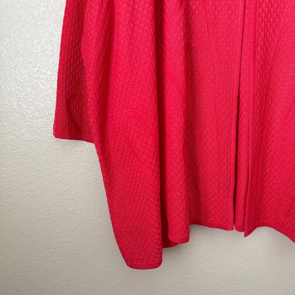 Misook Cardigan Sweater Womens 3X Coral Textured Knit Open Front 3/4 Sleeve - Picture 5 of 12